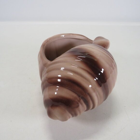 Ceramic Sea Shell Dish - Planter Brown Striped Conch Shell - Picture 3 of 12